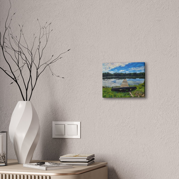 Tranquil Lakeside Dock Scene Canvas Wall Art