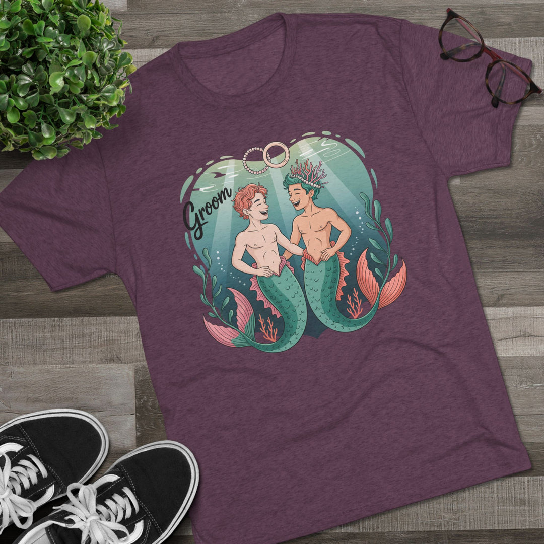 Merman Groom Tee, LGBTQ+ Pride Apparel, Wedding Gift, Unique Couple Shirt