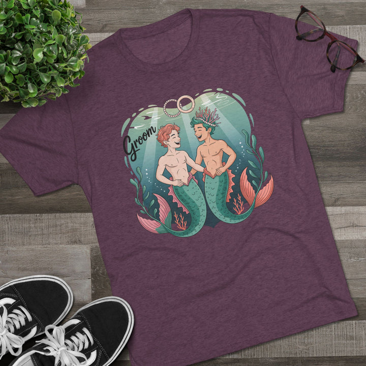 Merman Groom Tee, LGBTQ+ Pride Apparel, Wedding Gift, Unique Couple Shirt