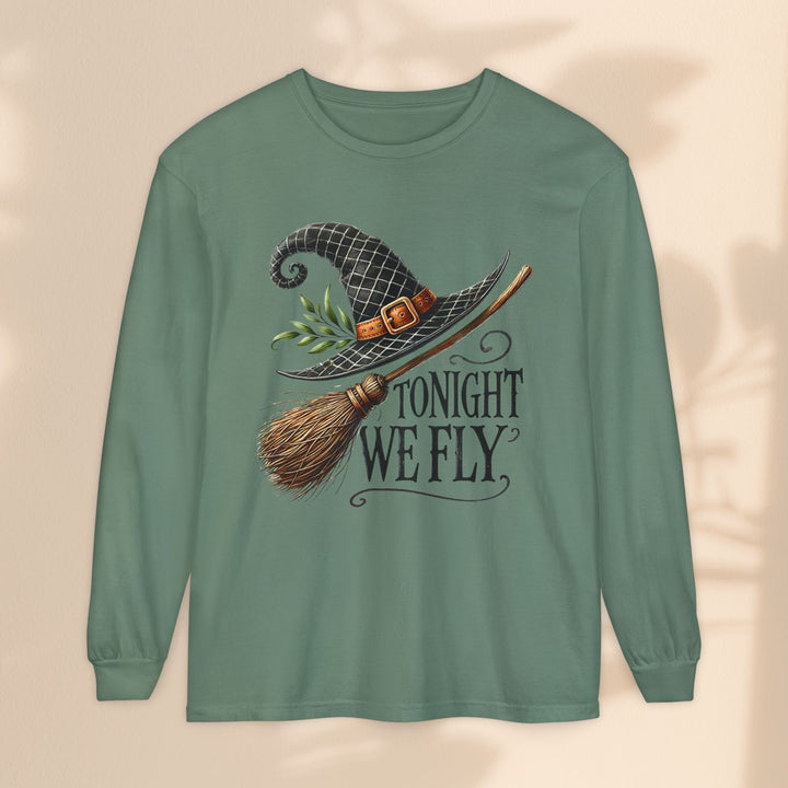 Tonight We Fly - Whimsical Witch Halloween Long Sleeve T-Shirt