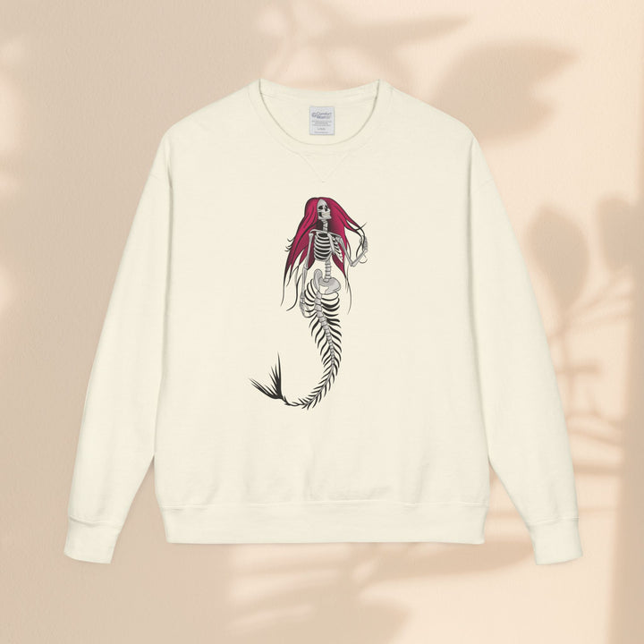 Crewneck Sweatshirt — Gothic Mermaid Skeleton Graphic