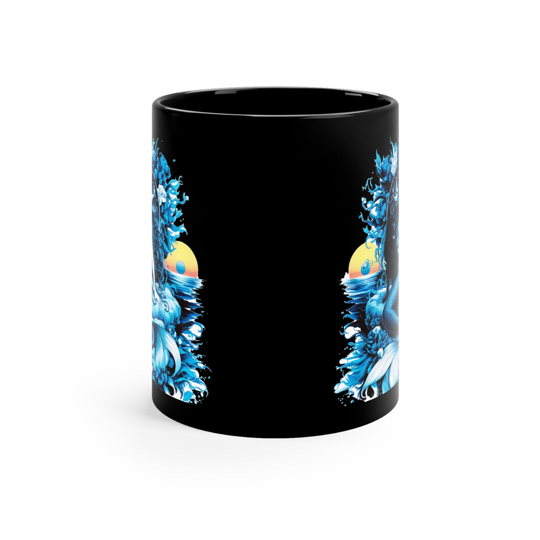 Black Coffee Mug, 11oz - Majestic Queen Mermaid