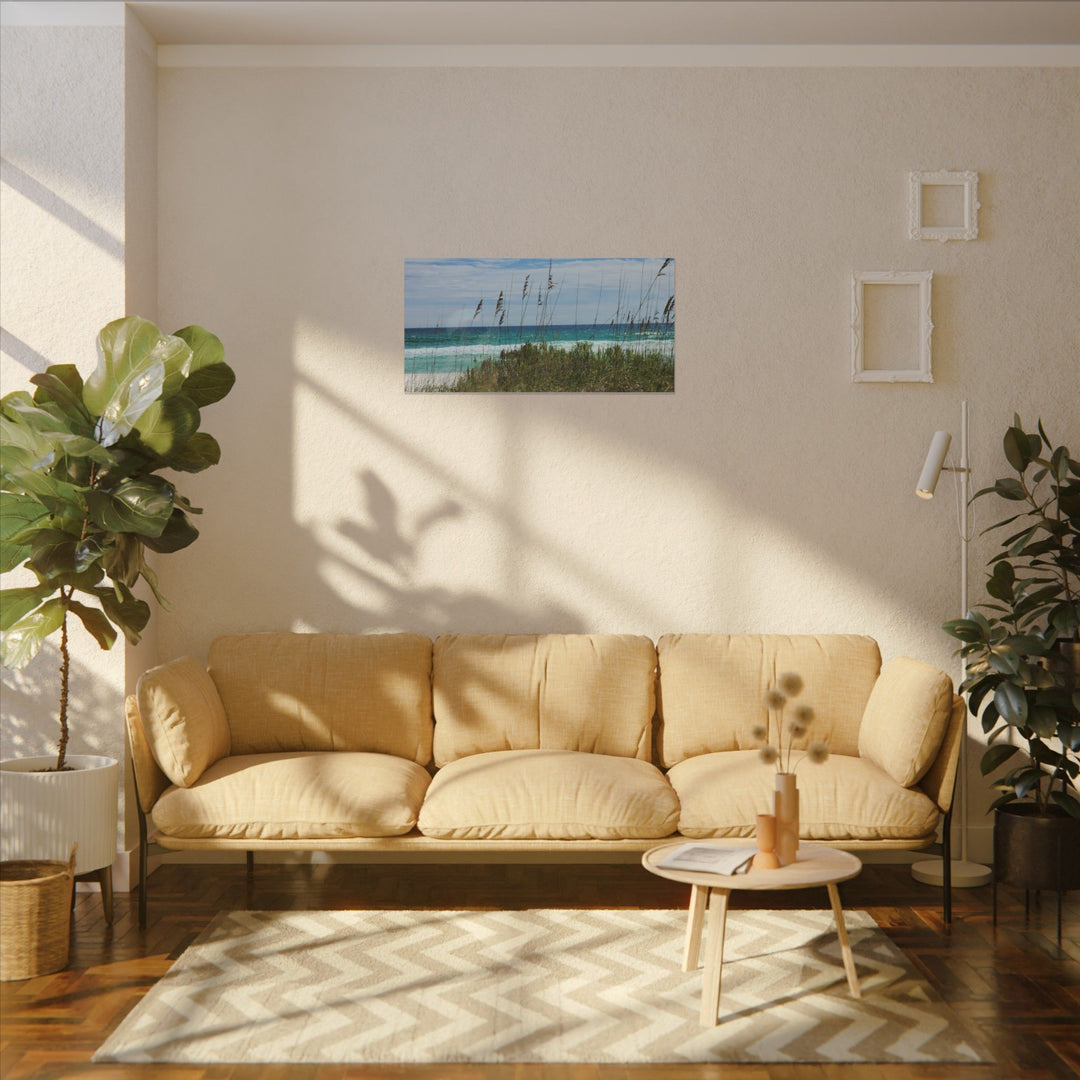 Coastal Dune Beach Canvas Print – Waves and Sea Oats Wall Art