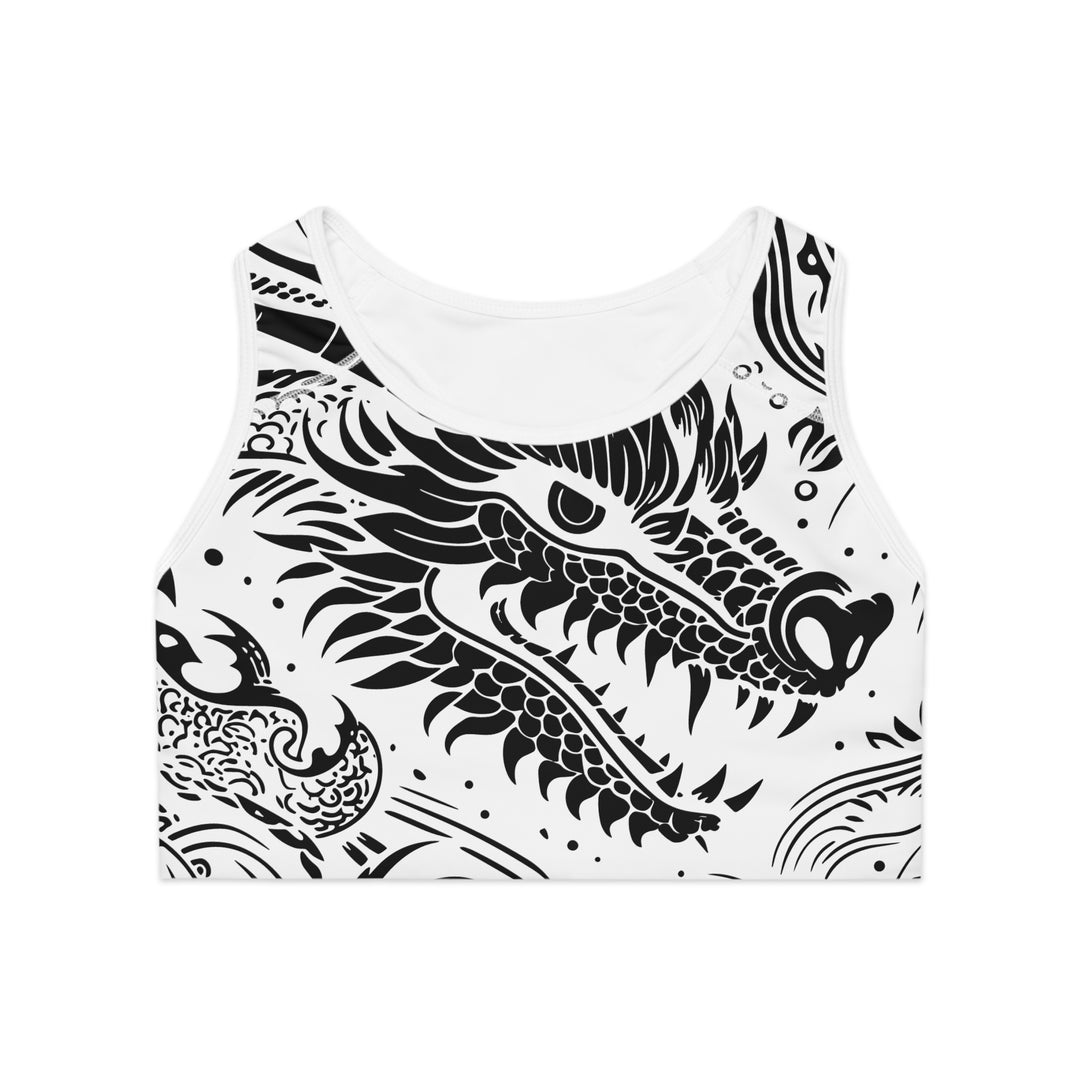 Sports Bra - Dragon Black and White