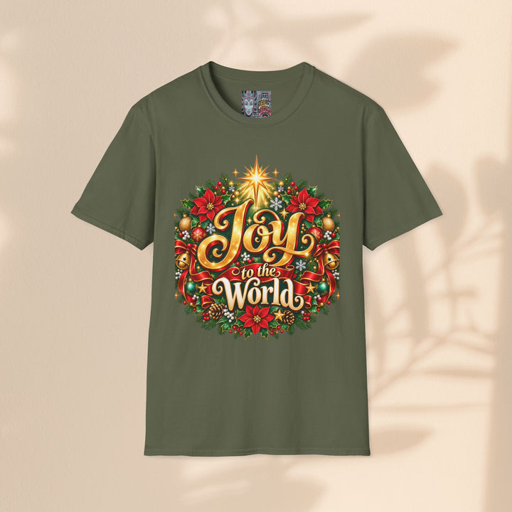Joy to the World Christmas T-Shirt — Festive Wreath Holiday Tee