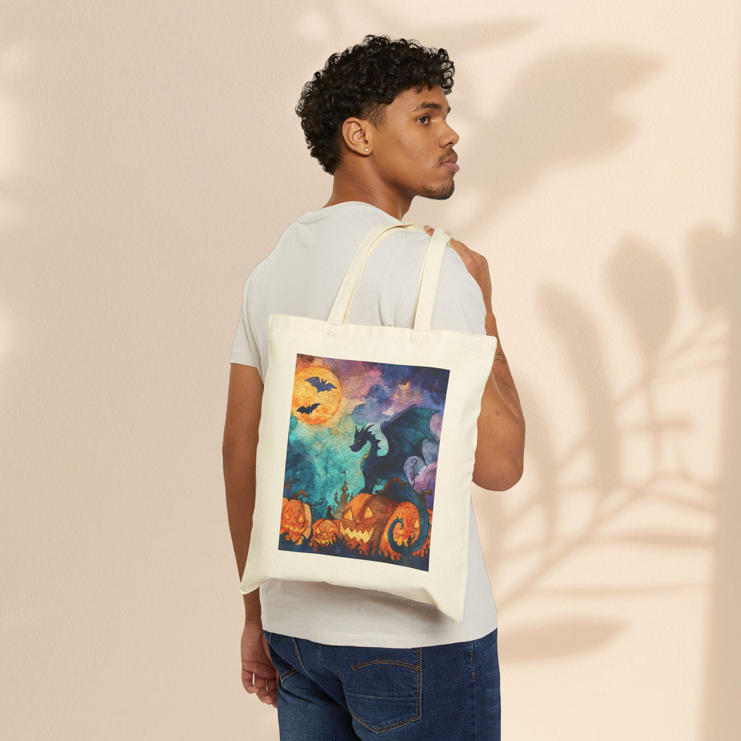 Halloween Dragon Tote Bag, Eco-Friendly Bag, Trick or Treat, Fall Fashion, Spooky Gift, Reusable Shopping Bag