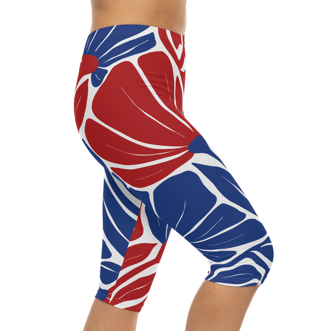 Floral Print Women’s Capri Leggings, Workout Pants, Stylish Activewear, Summer Fitness, Casual Lounge Wear