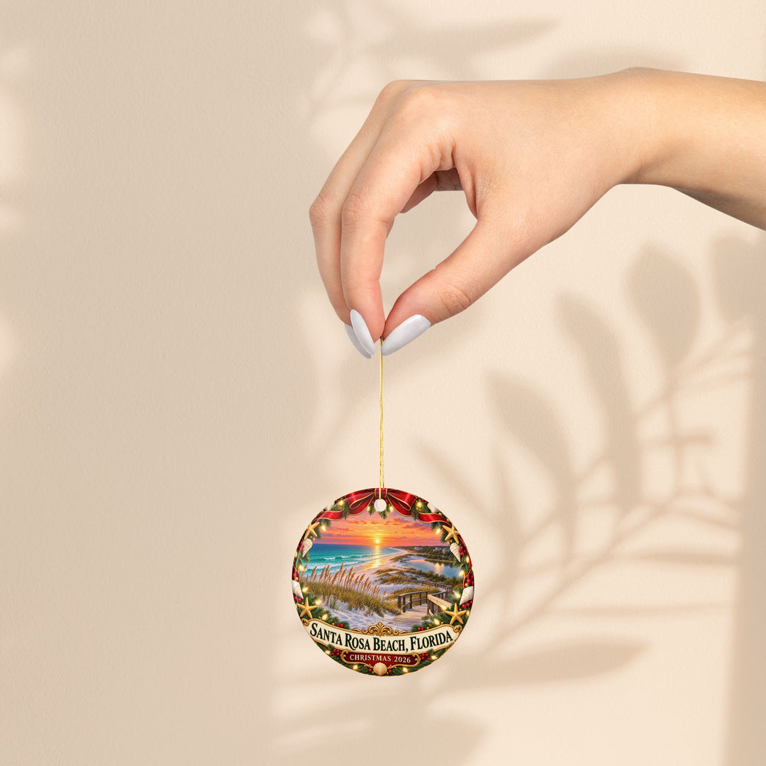 Santa Rosa Beach Florida Christmas Ornament – Coastal Holiday Keepsake