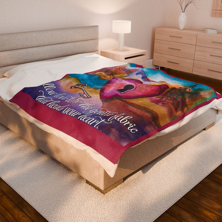 Inspirational Velveteen Plush Blanket - "Allow Love to Heal Your Heart"