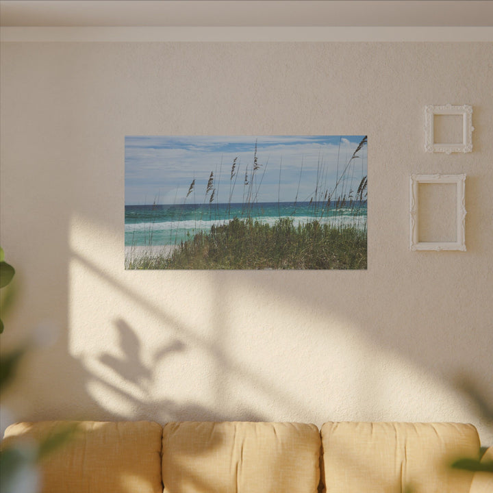 Coastal Dune Beach Canvas Print – Waves and Sea Oats Wall Art