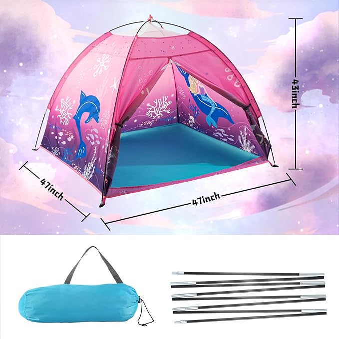 Pink Mermaid Play Tent for Kids – Foldable Pop-Up