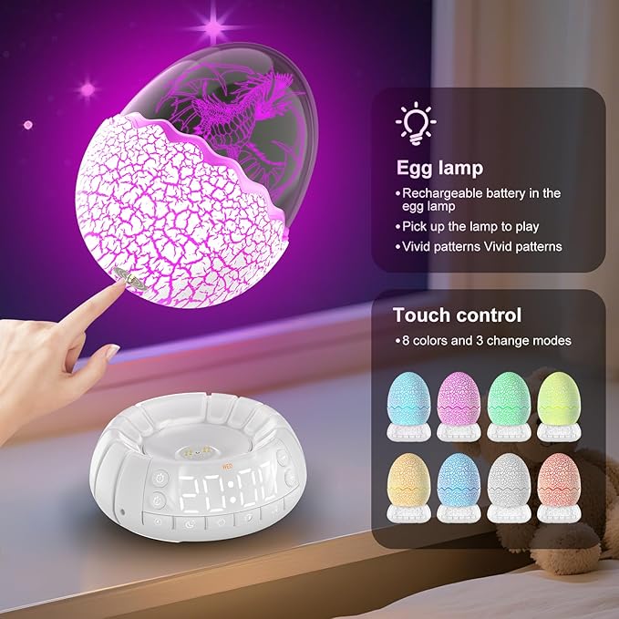 Dragon Egg Alarm Clock, Speaker and Sunrise Night Light