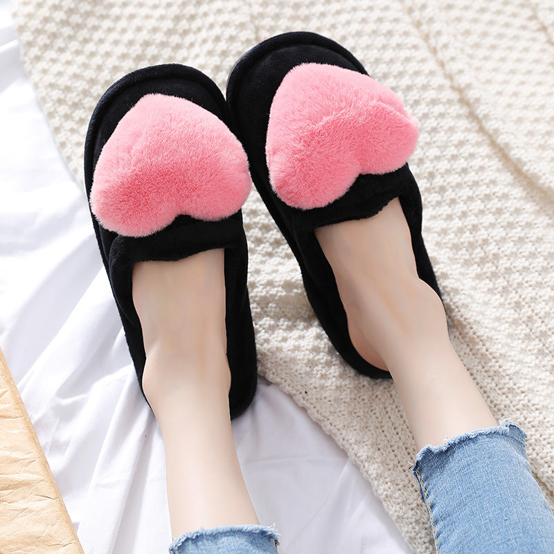 Valentine's Day Fluffy Heart Slippers | Cozy Winter House Shoes