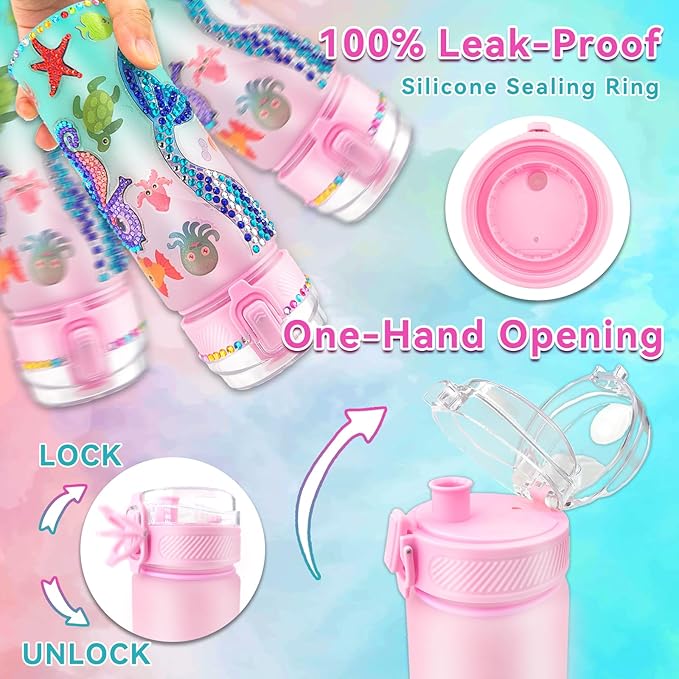 Mermaid Paint-Your-Own Water Bottle Craft Kit for Kids