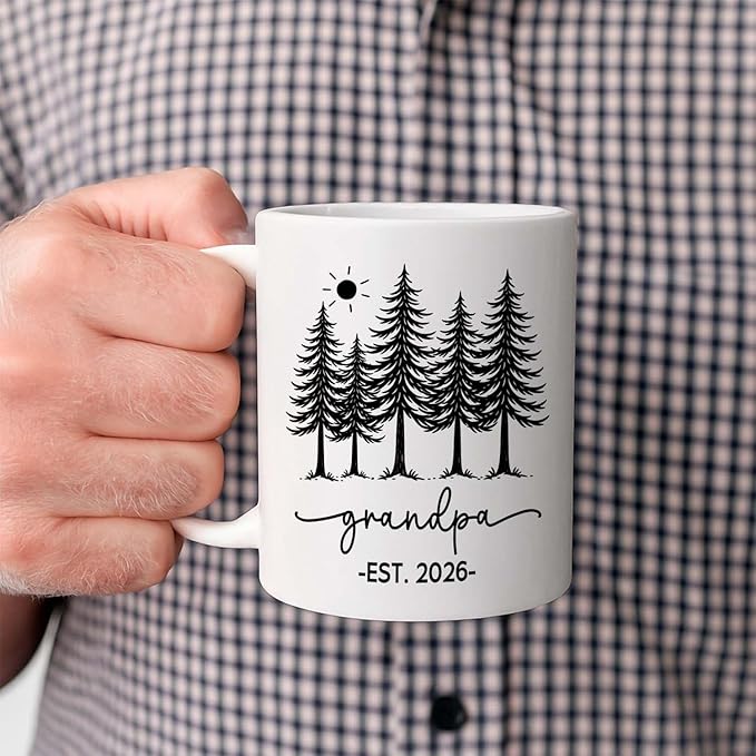 Personalized “Grandpa EST. 2026” Pregnancy Announcement Mug