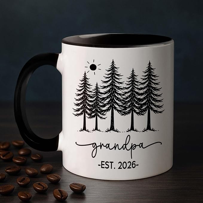 Personalized “Grandpa EST. 2026” Pregnancy Announcement Mug