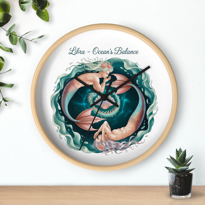 Wall Clock — Libra "Ocean's Balance" Mermaid Zodiac Clock