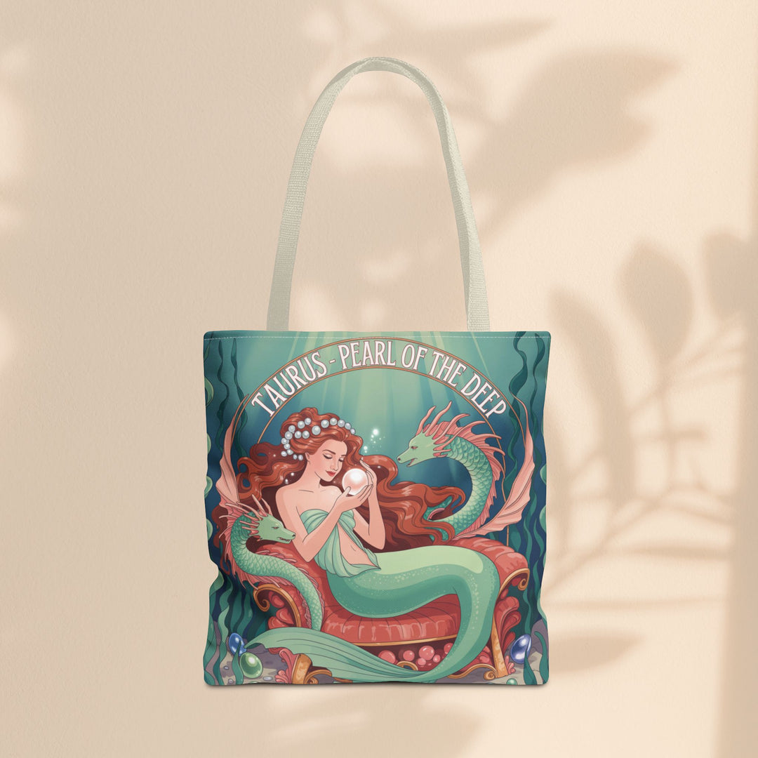 Taurus Mermaid Tote Bag, Taurus Zodiac, Ocean Lover Gift, Beach Accessory, Astrology Decor, Unique Shopping Bag