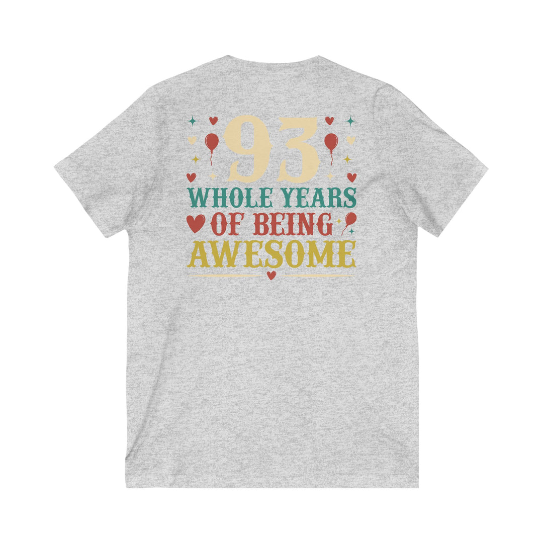 93rd Birthday Celebration Unisex V-Neck Tee, Birthday Gift, Milestone Birthday, Party Apparel, Fun Celebration Shirt