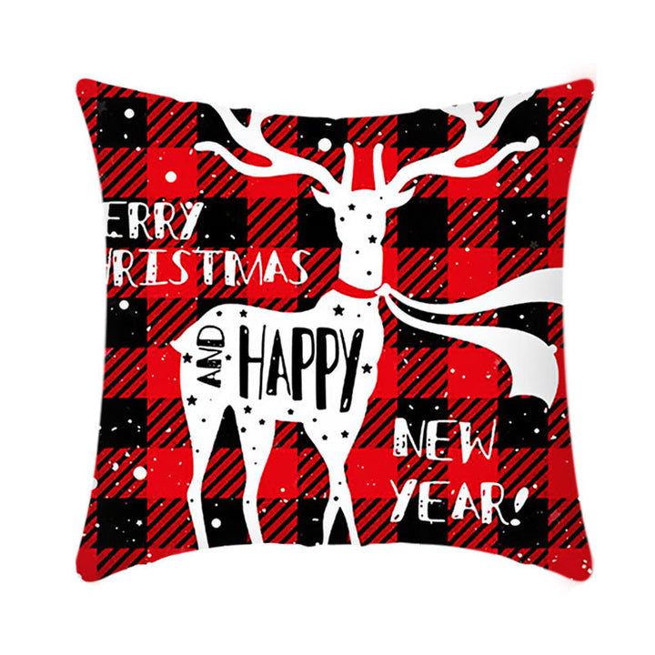 Merry Christmas Elk and Santa Plush Cushion Cover