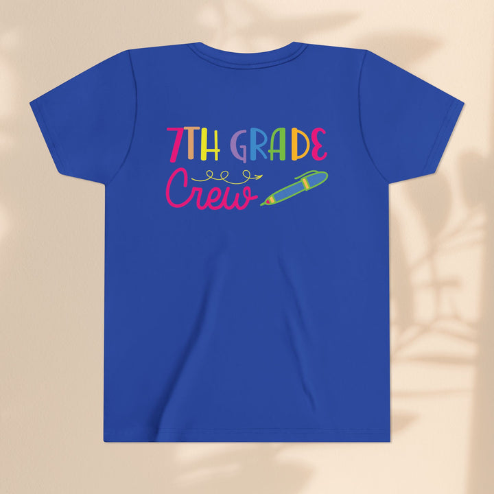 Seventh Grade Crew Tee, Fun School Spirit Shirt, Youth Fashion Top, Back to School Gift, Kids' Team Apparel, Colorful Graphic T-shirt