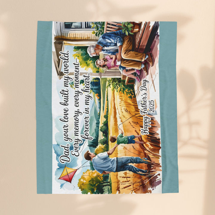 Father's Day Velveteen Plush Blanket - Every Moment is Forever in My Heart