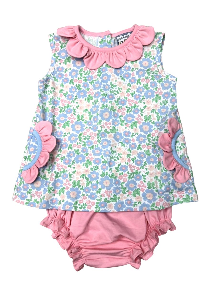 Happy Daisy Baby Bloomer Set | Floral Top & Pink Bloomers