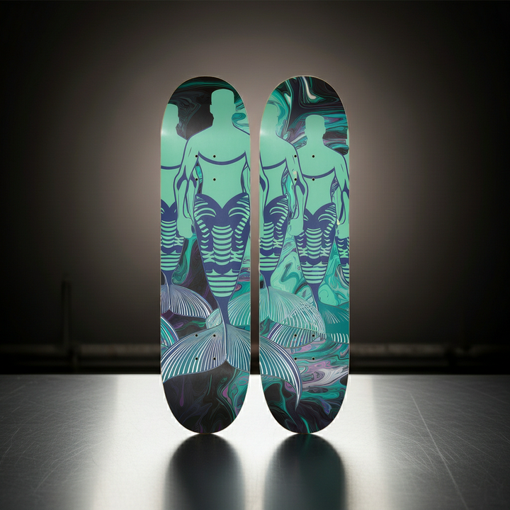 2 Skateboard Series Art - Green Mermen