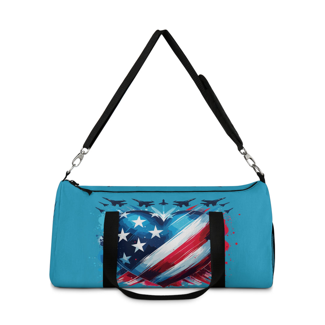 Patriotic Duffel Bag – Heart American Flag Travel & Gym Weekender, Military Appreciation Gift
