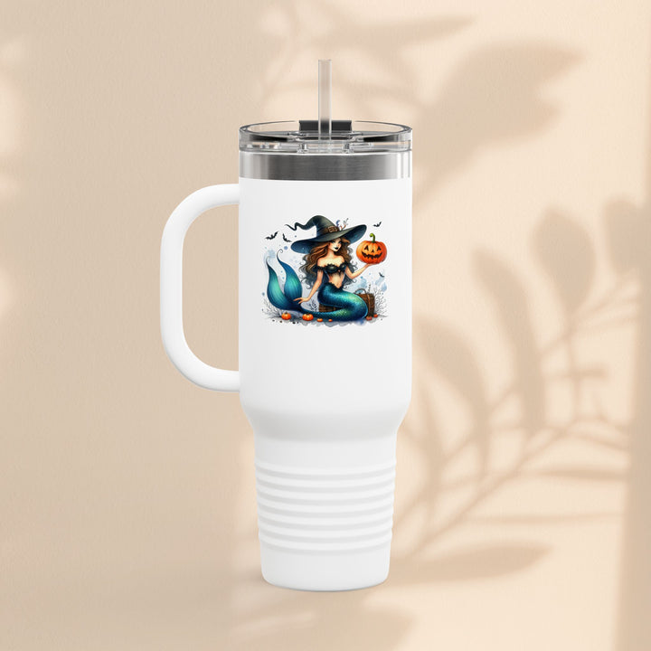 Mermaid & Pumpkin Halloween Travel Mug – 40oz Insulated Tumbler for Gifts & Parties