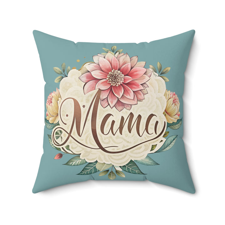 Mama Faux Suede Pillow - Floral Design for Mother's Day