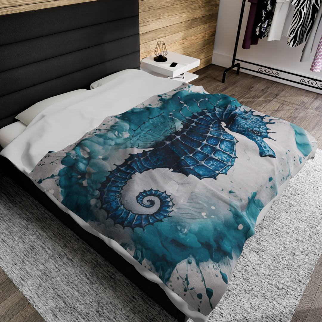 Velveteen Plush Blanket - SeaHorse