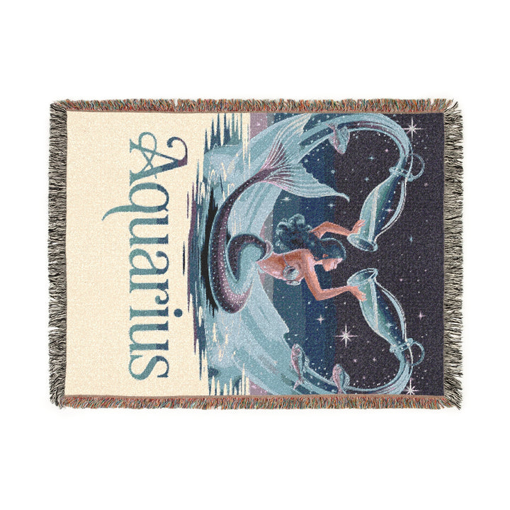 Aquarius Woven Blanket – Cozy Zodiac Throw, Astrology Home Décor & Personalized Gift for Horoscope Lovers