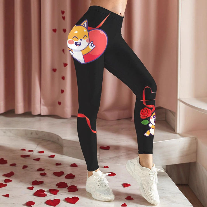 Women's Rose Print Leggings | Casual Floral Leggings