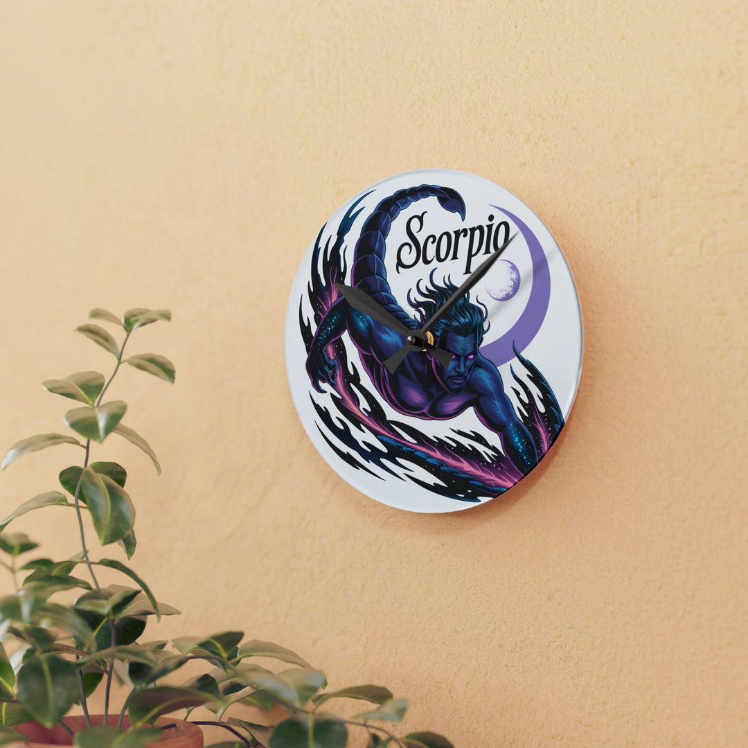 Scorpio Zodiac Acrylic Wall Clock – Mystical Scorpion Horoscope Decor
