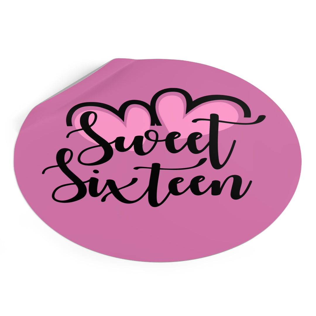 Sweet 16 Round Vinyl Stickers – Birthday Party Favors, Cute Décor & Personalized Celebration Labels
