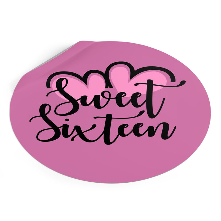Sweet 16 Round Vinyl Stickers – Birthday Party Favors, Cute Décor & Personalized Celebration Labels