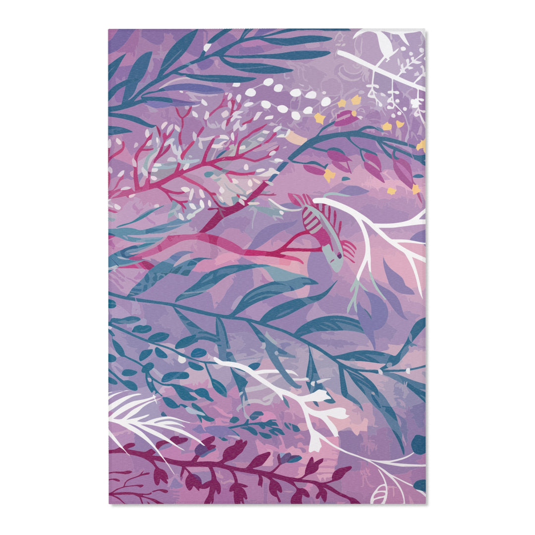 Boho Chic Area Rug - Purple Seaweed Home Decor Mat for Living Room