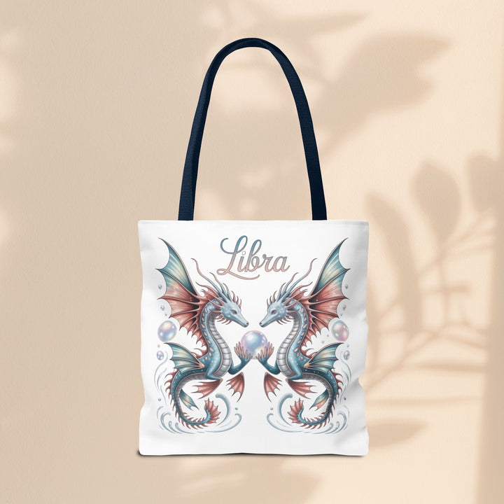 Libra Dragon Tote Bag, Zodiac Sign Tote, Astrological Gift, Fantasy Art Shopper, Unique Astrology Carryall