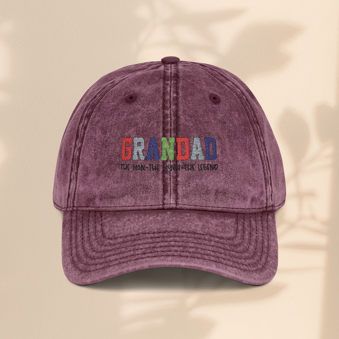 Vintage Embroidered Cap for Grandad - The Man, The Myth, The Legend