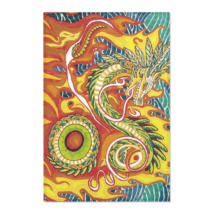 Vibrant Gold Dragon Area Rug