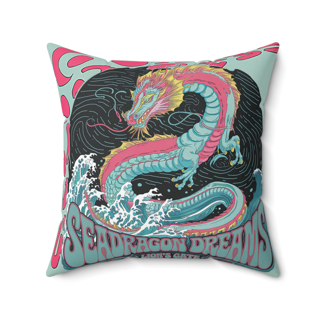 Spun Polyester Square Pillow - Sea Dragon Dreams