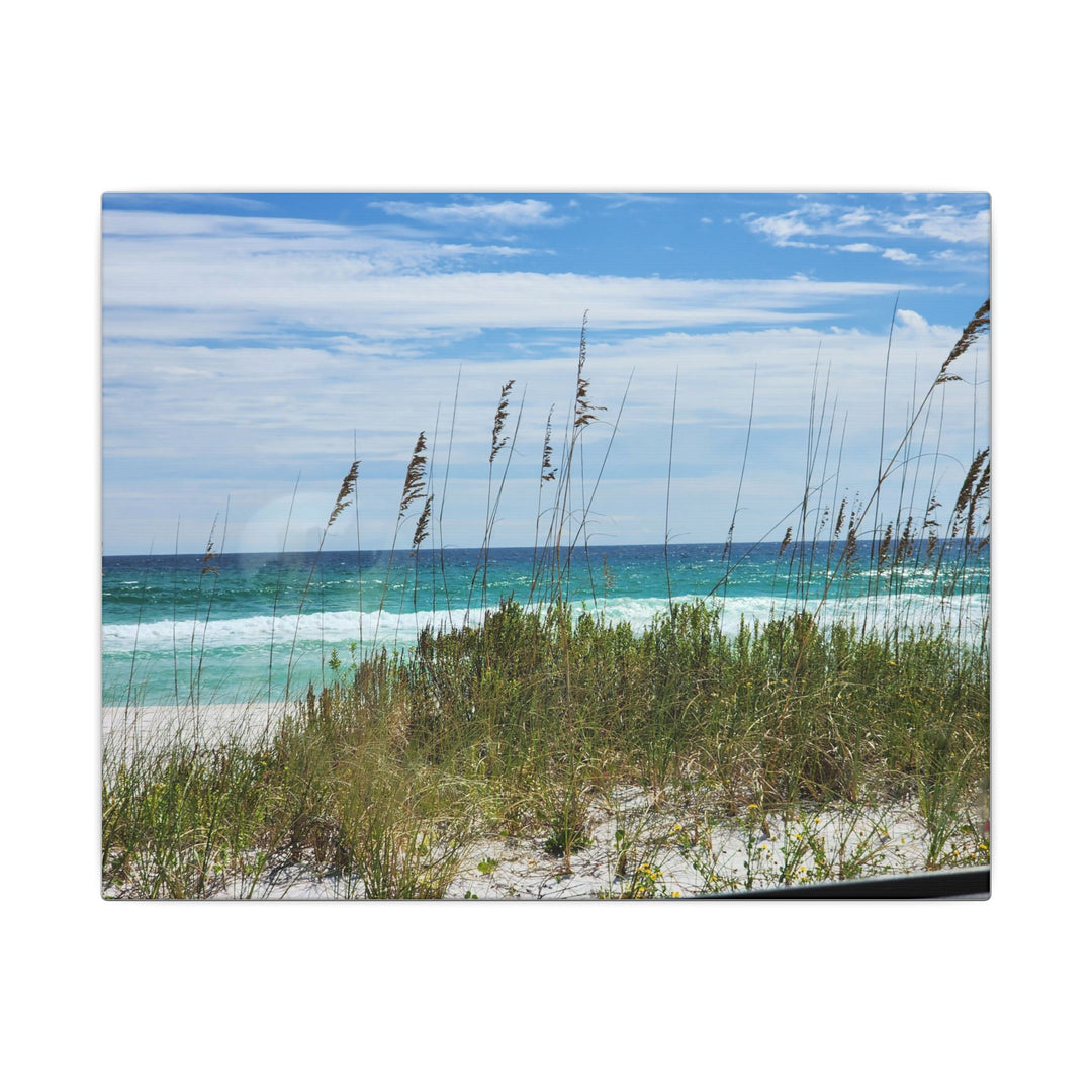 Coastal Dune Beach Canvas Print – Waves and Sea Oats Wall Art