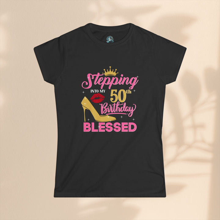 Women’s Birthday Tee, 50th Birthday Shirt, Blessed Birthday Top, Fun Celebration T-Shirt, Gift for Her, Party Outfit
