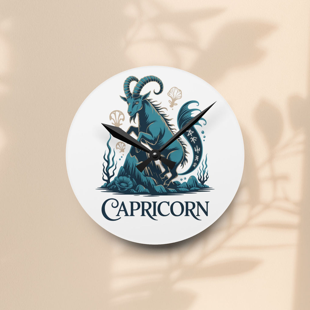 Capricorn Acrylic Wall Clock — Zodiac Goat Horoscope Decor