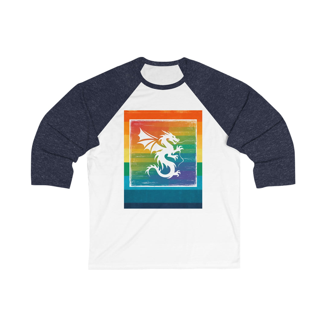 Unisex 3\4 Sleeve Baseball Tee - Striped Dragon