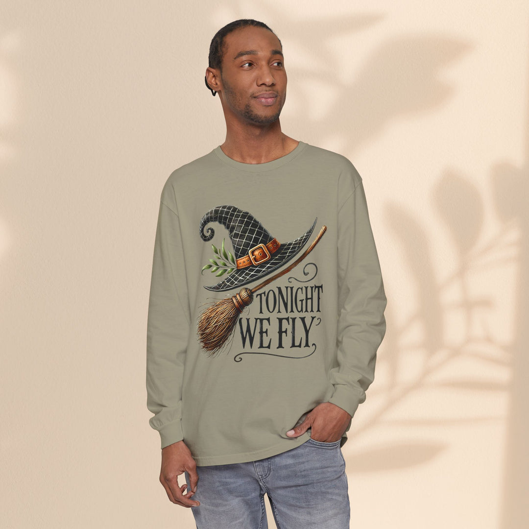 Tonight We Fly - Whimsical Witch Halloween Long Sleeve T-Shirt