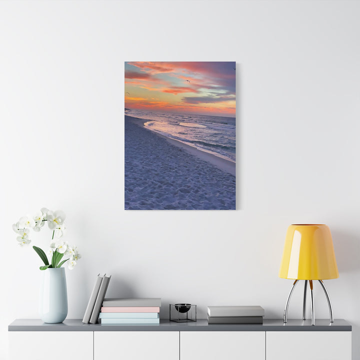 Sunset Beach Matte Stretched Canvas Print