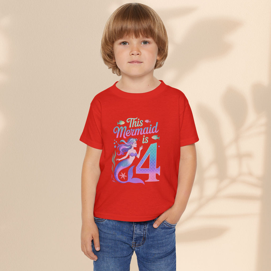 Mermaid 4th Birthday Toddler T-Shirt for Girls