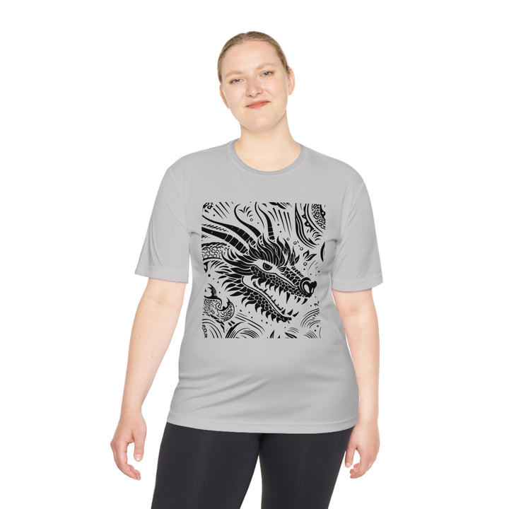 Unisex Moisture Wicking Tee - Dragon Black and White